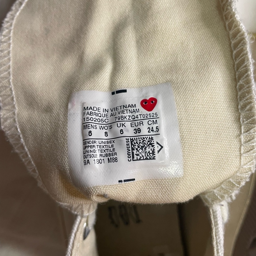 Converse PLAY Cream Canvas High-Top Sneakers with Red Heart